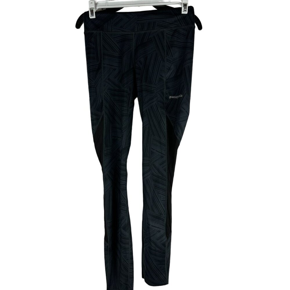 Patagonia Womens XS Technical Running Tights Black Pattern Breathable Design